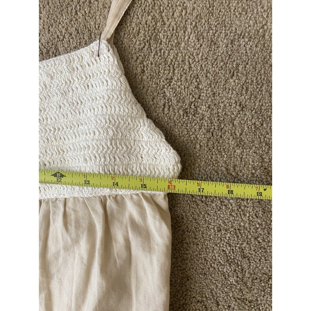 Zara Boho Crochet Ivory Knit Bodice and Linen Blend Flowy Skirt Size M - Picture 9 of 14